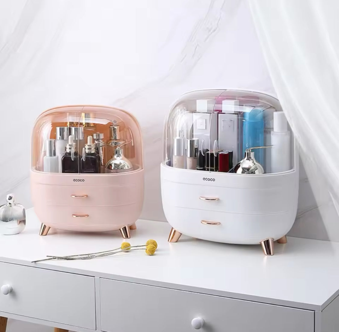 Desktop Cosmetics Storage Box With Drawers, Makeup Sundries Storage Organizer, Cosmetic Display Case, Dust Proof Storage Rack Desktop Cosmetics Storage Box With Drawers, Makeup Sundries Storage Organizer, Cosmetic Display Case, Dust Proof Storage Rack